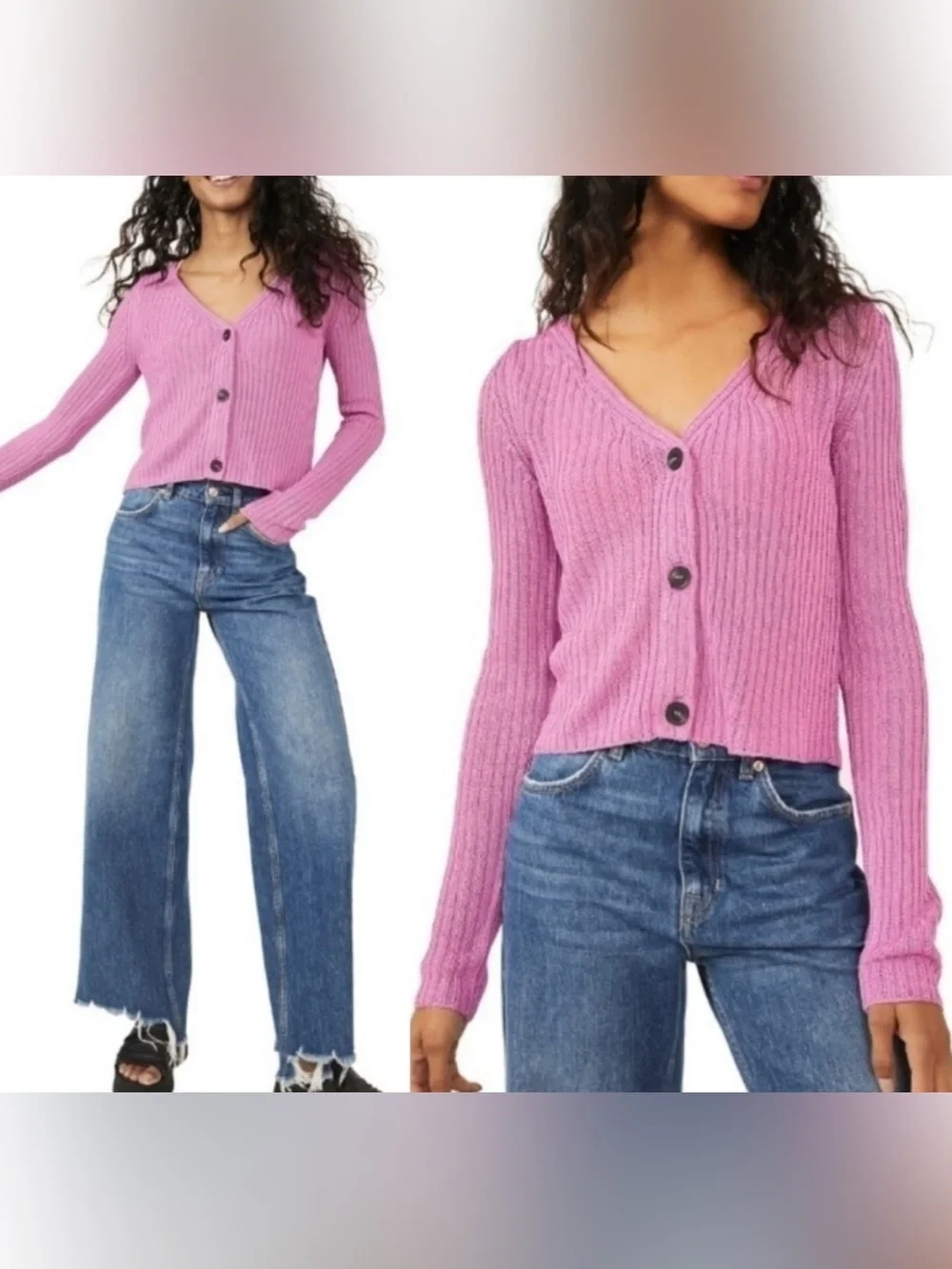 NWT Free People Game On Cardigan - Butterfly Blush pink - XS